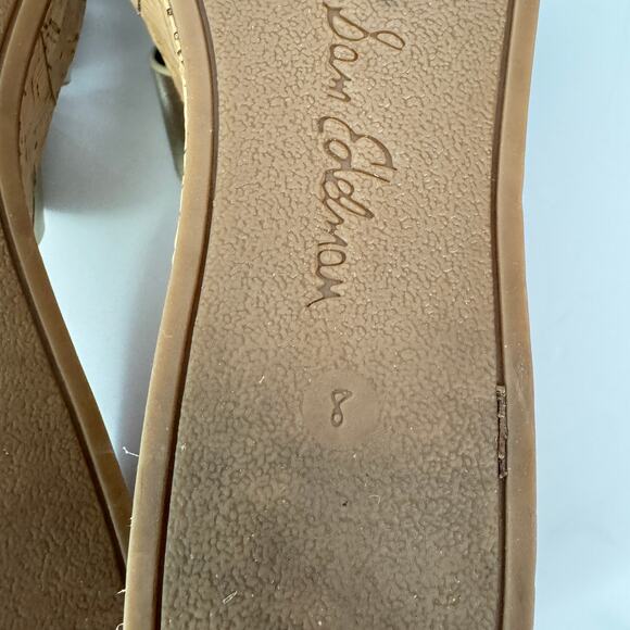Sam Edelman Womens Raynere Slide Platform Sandals Size 8 Leather Cork Gold - Picture 10 of 10